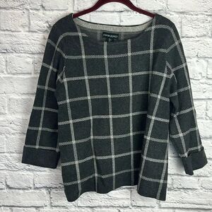 Cynthia Rowley Gray Plaid Sweater Size Large
